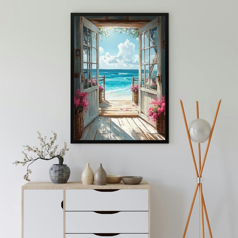 MBNTJHT Scenery Stamped Cross Stitch Kits for Adults,Landscape Beach Needlepoint Counted Cross Stitch Kits for Beginners,Prestamped Pattern Needlepoint Kit Crafts for Home Decor Gifts 12X16 Inch. - Image 5
